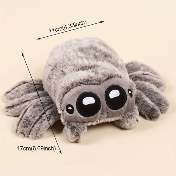 Plush Spider 5”x7” Cute Cuddly Gray Soft - Picture 8 of 8